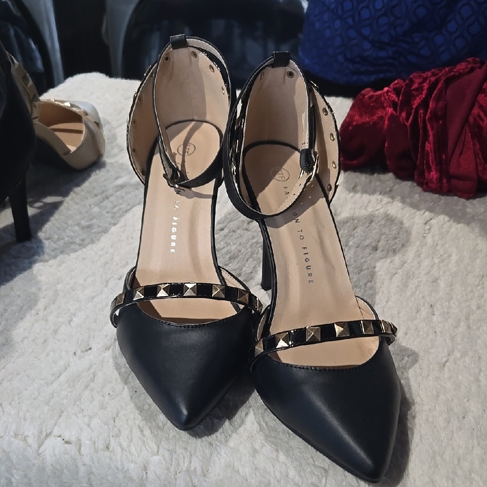 Fashion to Figure Black Studded Heels